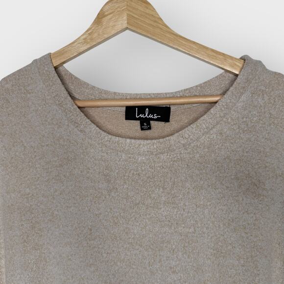 Lulus Small Brown Dolman Top Crew Neck Relaxed Fit Quiet Luxury Essential Chic - Picture 4 of 7